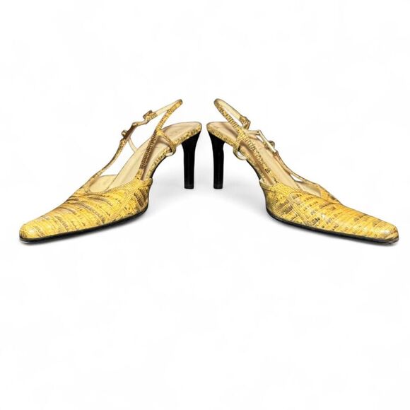 Gucci Women's Embossed Leather Animal Print Slingback Pumps Sz 7.5B - Picture 7 of 8